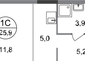 Продажа квартиры студии, 25.9 м2, Москва