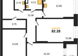 Трехкомнатная квартира на продажу, 82.3 м2, Воронеж, Центральный район