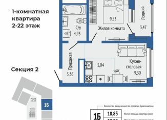 Продам 1-комнатную квартиру, 36.5 м2, Екатеринбург, Чкаловский район