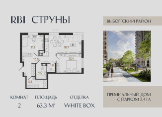 Продажа 2-ком. квартиры, 63.3 м2, Санкт-Петербург, метро Озерки