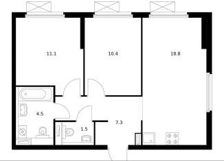 Продается 2-ком. квартира, 53.6 м2, Санкт-Петербург