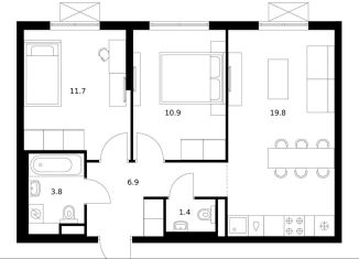 Продается 2-комнатная квартира, 54.5 м2, деревня Новое Девяткино, деревня Новое Девяткино, уч6