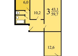 Продается 3-ком. квартира, 59.7 м2, Москва, улица Пришвина, 13Б