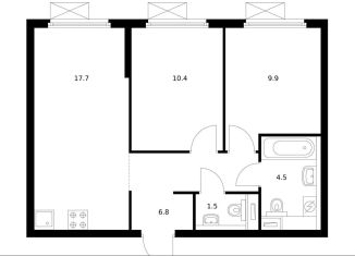 Продажа 2-комнатной квартиры, 50.8 м2, Санкт-Петербург, жилой комплекс Витебский Парк, 5