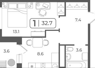 Продается 1-ком. квартира, 33.1 м2, Тюмень, Ленинский округ