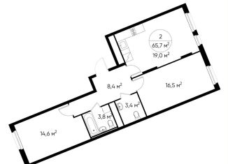 Продажа 2-комнатной квартиры, 65.7 м2, деревня Рассказовка, деревня Рассказовка, 1