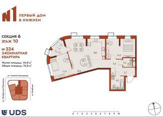 Продажа трехкомнатной квартиры, 72.5 м2, Нижний Новгород, Канавинский район