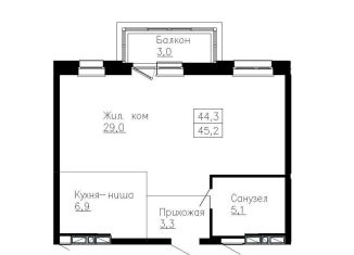 Продажа двухкомнатной квартиры, 45.2 м2, Приморский край