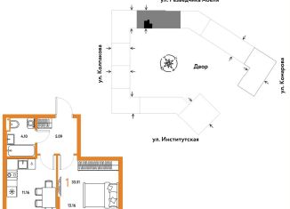 1-комнатная квартира на продажу, 33.5 м2, Москва, метро Коломенская