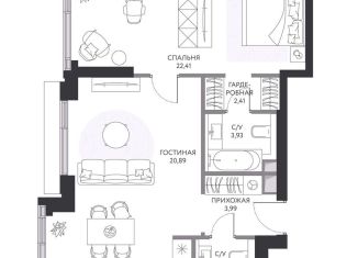 Продам 1-комнатную квартиру, 68 м2, Москва, район Раменки, 1-й Сетуньский проезд, 8