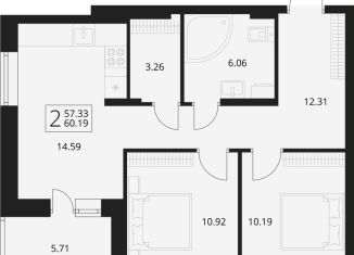 Продажа 2-ком. квартиры, 60.2 м2, посёлок Путёвка, территория садоводческого общества Снежка, 1023