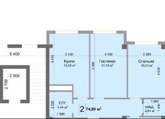 Продам 2-комнатную квартиру, 74.8 м2, Нальчик, район Александровка, улица Мусова, 12