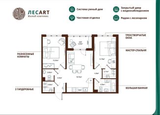 Продается 2-ком. квартира, 61.6 м2, городской посёлок Новоселье