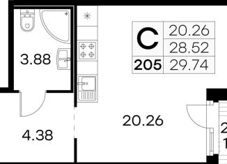 Продам квартиру студию, 29.7 м2, посёлок Парголово