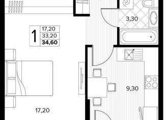 Однокомнатная квартира на продажу, 34.6 м2, Краснодарский край