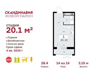 Продажа квартиры студии, 20.1 м2, Москва, посёлок Коммунарка, 26