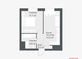 Продаю 1-ком. квартиру, 33.5 м2, Тюмень, Калининский округ