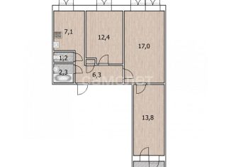 Продажа 3-ком. квартиры, 61 м2, Уфа, Комсомольская улица, 142, Октябрьский район