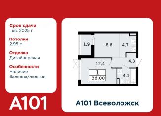 Продажа 2-ком. квартиры, 36 м2, Ленинградская область, микрорайон Южный, 3.1