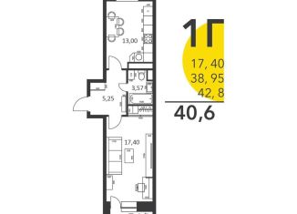 Продается однокомнатная квартира, 41.9 м2, Домодедово