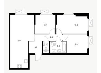 Продам трехкомнатную квартиру, 73.3 м2, Москва