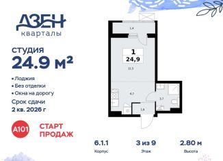 Квартира на продажу студия, 24.9 м2, Москва, ДСК Актер, 6с1