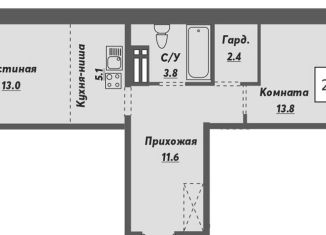 Продам 2-ком. квартиру, 54.4 м2, Новосибирск, Калининский район, улица Объединения, 28