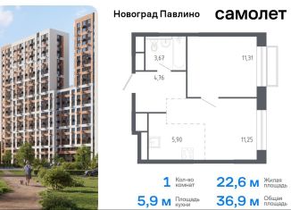 Продажа 1-ком. квартиры, 36.9 м2, Балашиха, жилой квартал Новоград Павлино, к6