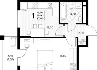 Продам 1-комнатную квартиру, 37.4 м2, Краснодарский край