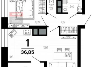 Продажа 1-комнатной квартиры, 36.9 м2, Рязанская область