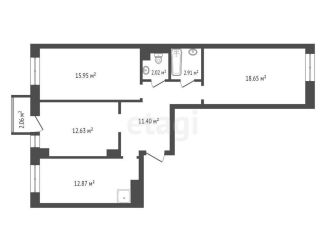 Продажа трехкомнатной квартиры, 75.7 м2, Красноярский край, улица Петра Подзолкова, 22