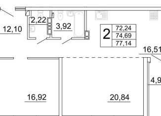 Продам 2-комнатную квартиру, 77.3 м2, Самара, улица Дыбенко, 5, метро Гагаринская