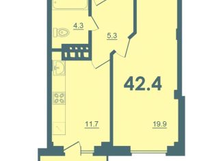 Продам однокомнатную квартиру, 42.4 м2, Псковская область, Балтийская улица, 18к1