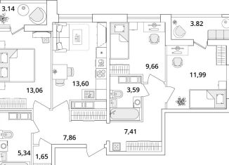 Продажа 3-комнатной квартиры, 77.6 м2, Санкт-Петербург, муниципальный округ Новоизмайловское