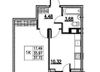 Продам 1-комнатную квартиру, 37.7 м2, Мурино, ЖК Территория, улица Шувалова