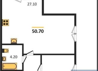 Продажа 1-ком. квартиры, 50.7 м2, поселок Прибрежное, улица Южное Полукольцо, 6к1
