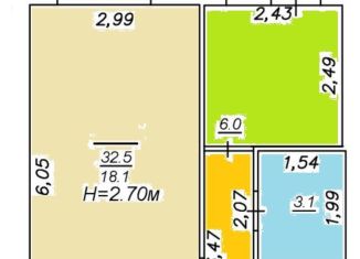 Продается 1-комнатная квартира, 32.5 м2, Ставрополь, микрорайон Чапаевка, Пригородная улица, 251Ак4