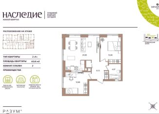 Продаю 2-ком. квартиру, 63.5 м2, Астрахань, Донецкая улица, 2/3, ЖК Наследие