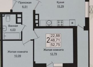 Продается 2-комнатная квартира, 52.8 м2, Краснодар, ЖК Зелёный театр