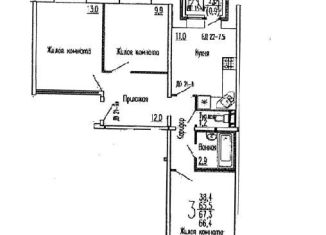 Продается 3-комнатная квартира, 66.4 м2, село Засечное, ЖК Семейный, жилой комплекс Семейный, с11