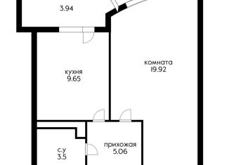 1-ком. квартира на продажу, 39 м2, Краснодар, Уральская улица, 100, ЖК Кино