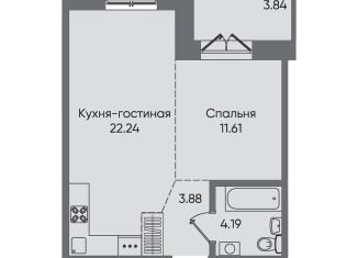 Продается квартира свободная планировка, 45.8 м2, Иркутск, ЖК Новые Горизонты