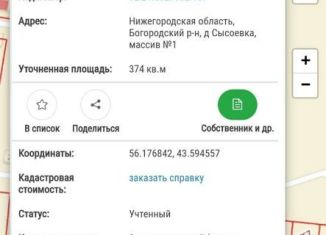 Продажа участка, 15 сот., деревня Сысоевка, Массив 1, 1