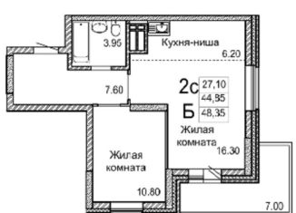 Продается 2-комнатная квартира, 44.9 м2, Новосибирск, Ленинградская улица, 138, ЖК Ленинград