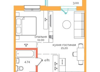 Однокомнатная квартира на продажу, 44.8 м2, Иркутск, Пулковский переулок, 30, ЖК Пулковский