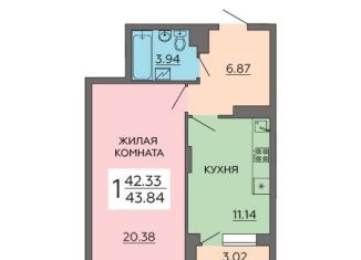 Продажа однокомнатной квартиры, 43.8 м2, Воронежская область