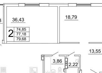 Продается двухкомнатная квартира, 79.5 м2, Самара, метро Спортивная, улица Дыбенко, 5