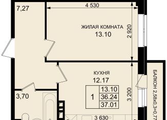 Продаю 1-комнатную квартиру, 39 м2, поселок Южный, Екатерининская улица, 3к2