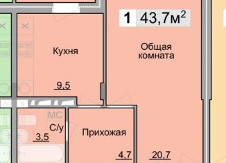 Продаю 1-комнатную квартиру, 43.7 м2, 