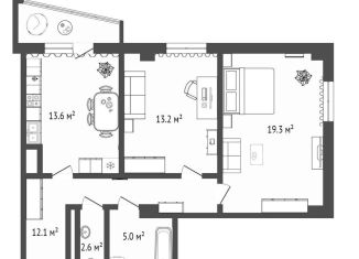 Продаю 2-ком. квартиру, 69 м2, Тюмень, Заречный проезд, 39А, ЖК Ривьера